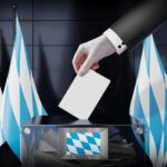 Flagi Bawarii i głosowanie w urnie wyborczej koncepcja wyborcza ilustracja 3D