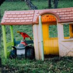 Mokra czerwona trawa w porze deszczowej